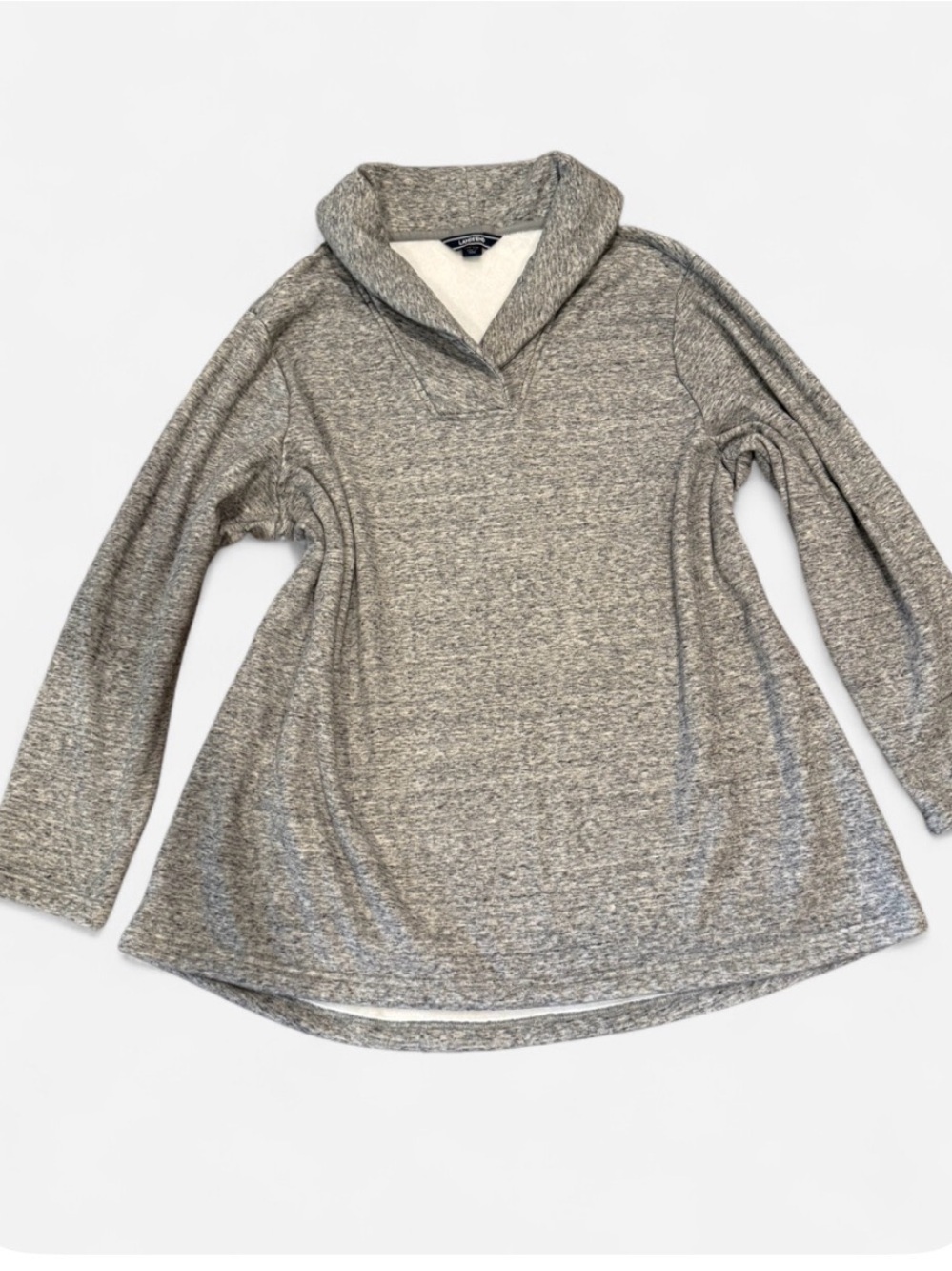 Lands' End Plus Size 2X Gray Fleece Lined Tunic Pullover Sweater